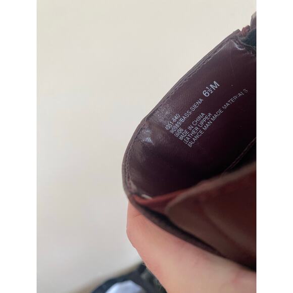 Bass vintage square toe leather ankle boots size 6.5 burgundy wine red Y2K Siena - Picture 5 of 7